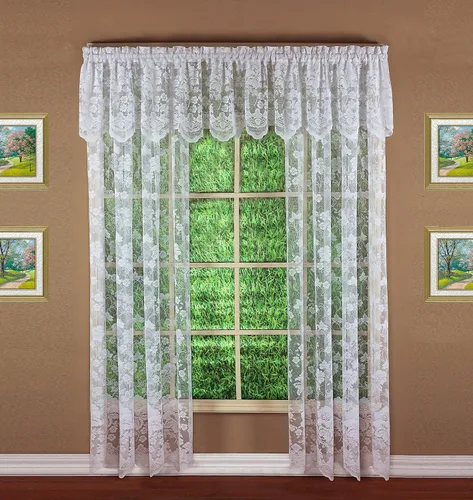 Miniatura 11 de Today's Curtain Cenefa de cortina de encaje floral con diseño de enredadera, 18", Marfil, 60 ancho x 18 largo