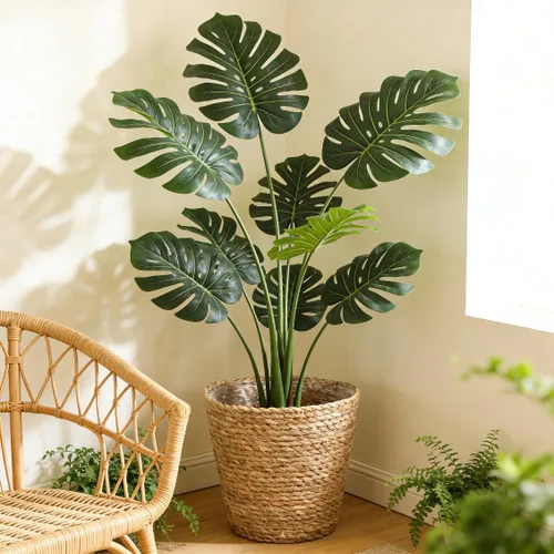 Miniatura 4 de FOMIYES Maceta de paja tejida para decoración del hogar, macetas de hierba marina, cesta de jardín para plantas de jardín, jarrón de ratán