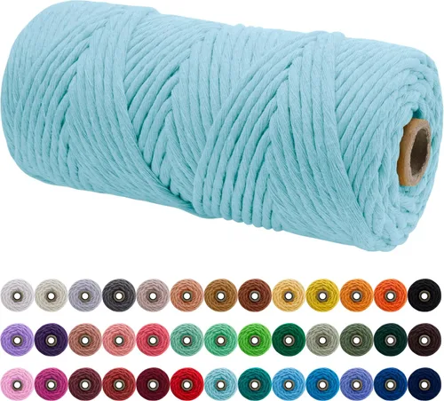 Miniatura 126 de JeogYong Cordón de macramé de un solo hilo 2mm x 164 yardas (492 pies) Cuerda de algodón suave, hilo de macramé 2 mm, suministros de macramé