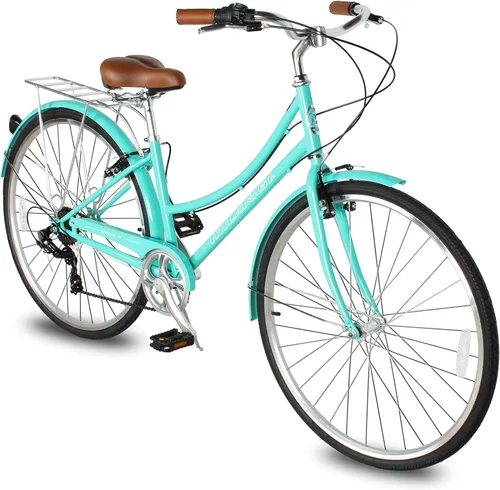 Miniatura 28 de MICARGI Bicicleta híbrida para adultos de 24/26 pulgadas, bicicleta híbrida de 1/7 velocidades para mujeres, hombres, personas mayores, bicicleta