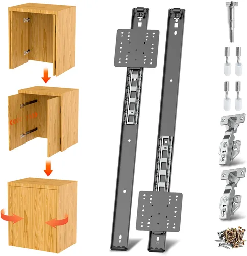 Rieles para Puertas Corredizas de Bolsillo, Riel para Puerta Corrediza de Bolsillo para Gabinete, Bisagra para Puerta de Bolsillo, Herrajes para