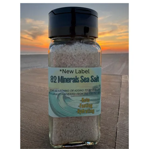 82 Minerals French Grey Sea Salt - Coctelera gruesa de 4 onzas | Sel Gris cosechado a mano de primera calidad | Sal de acabado mineral y electrolito
