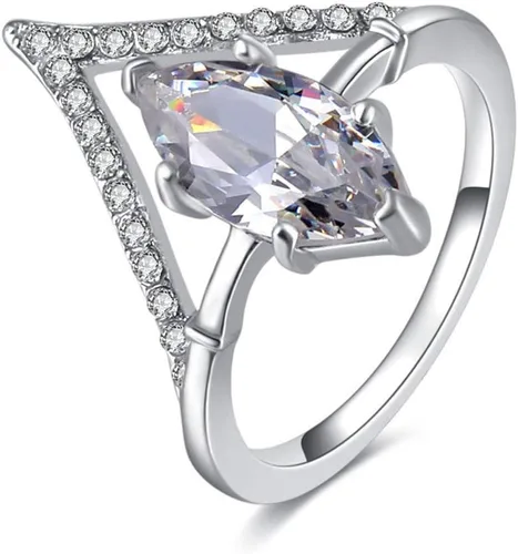 Miniatura 2 de Anillo de plata 925 con circonita cúbica de corte marquesa perfecto de 2.0 quilates, circonita cúbica AAA, anillo de compromiso y boda para mujer