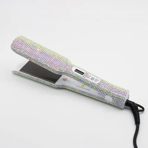 Miniatura 8 de Alisador de cabello con diamantes (480 ℉), plancha plana profesional de titanio, plancha plana de 1.75 pulgadas de ancho para cabello grueso, regalo