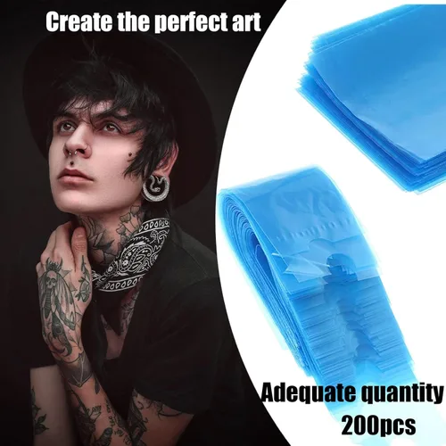 Miniatura 7 de 200pcs cubiertas azules de la pluma del tatuaje, mangas plásticas desechables para bolígrafos estándar de la máquina