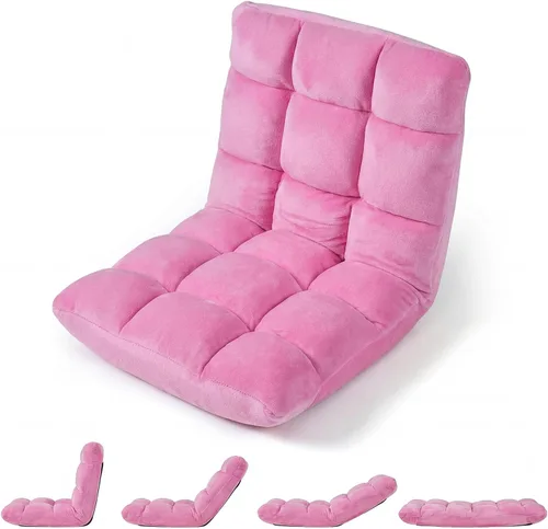 Miniatura 14 de Giantex Silla de suelo con soporte de espalda, 14 posiciones ajustables, cama plegable acolchada, sofá reclinable, sillas de suelo plegables