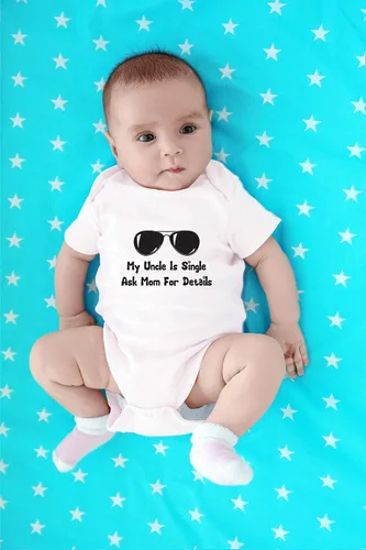 Miniatura 4 de CBTwear My Uncle Is Single Ask Mom For Details - Divertidas líneas de recogida - Lindo body de bebé de una pieza para bebé