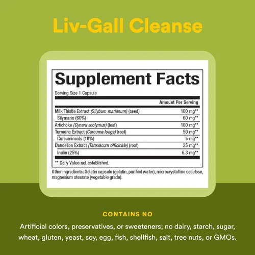 Miniatura 4 de Natural Factors - HerbalFactors Liv-Gall Cleanse, soporte herbario para hígado y vesícula biliar, 90 cápsulas