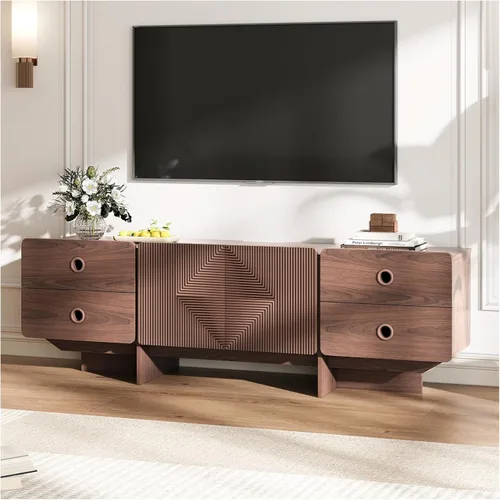 Miniatura 10 de JOINICE Soportes de TV acanalados de 66" para sala de estar, consolas de TV modernas de mediados de siglo para TV de 75 pulgadas, centro