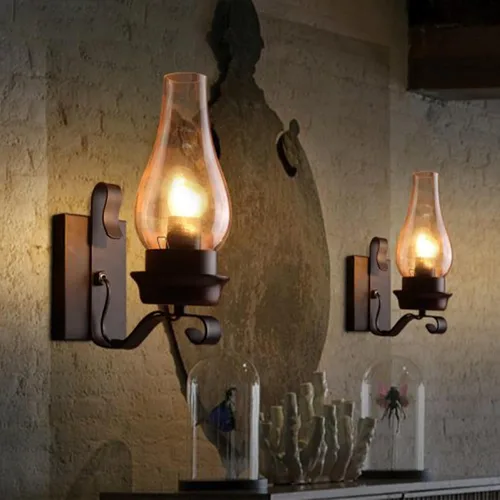 LightInTheBox Aplique de pared rústico vintage de granja, lámpara de pared de vidrio industrial para cabaña, dormitorio, sala de estar, pasillo,