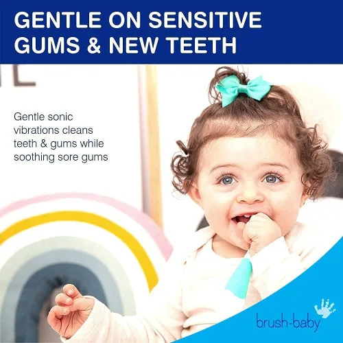 Miniatura 4 de Brush-Baby - Cepillo de dientes eléctrico BabySonic Azul, 0-36 meses - Cepillo suave y suavemente vibrante para encías sensibles y dientes nuevos