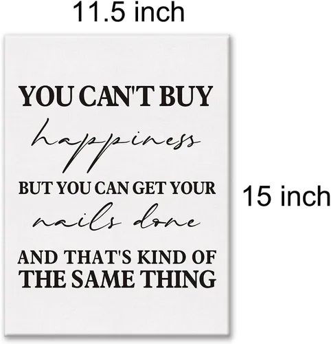 Miniatura 2 de LEXSIVO Nail Tech - Lienzo impreso para pared, decoración de salón de uñas, con texto en inglés "You Can't Buy Happiness But You Can Get Your Nails