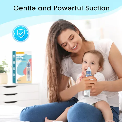 Miniatura 2 de Aspirador nasal eléctrico para bebé, aspirador nasal para niños pequeños, aspirador de nariz recargable para bebés, limpiador de nariz con 3 puntas
