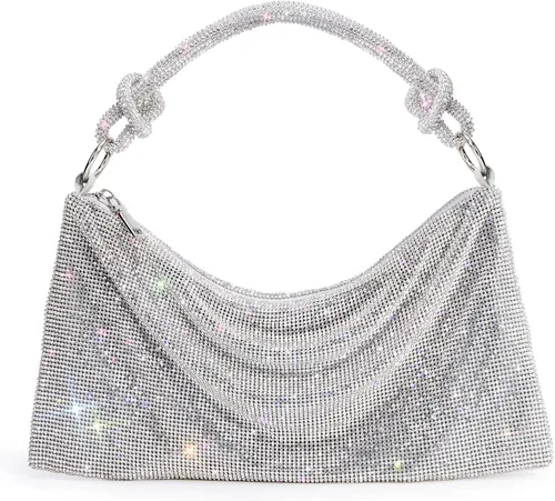 WLLWOO WLLWOO Bolsos de mano con diamantes de imitación para mujer, bolsos de noche elegantes, bolsos cruzados brillantes para fiesta, club, boda