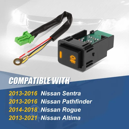 Miniatura 7 de Auto Dynasty Interruptor de luz antiniebla para montaje en tablero delantero con arnés de cableado compatible con Nissan Sentra Pathfinder Rogue