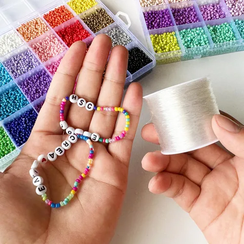 Miniatura 6 de Cuerda elástica de 0.020 in, cuerda elástica transparente para hacer pulseras, 131 yardas de hilo elástico transparente para cuentas de semillas