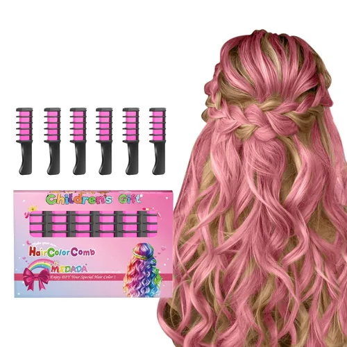 Miniatura 13 de MSDADA Nuevo peine de tiza para el cabello, tinte temporal para niñas y niños con cabello de color claro, tiza lavable para niñas de 4, 5, 6, 7, 8