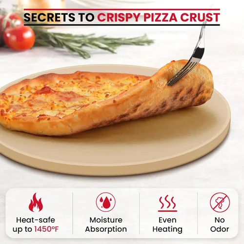 Miniatura 4 de UNICOOK - Piedra redonda para hornear pizza, 10", 12", 14", 15", 16", para horno y parrilla