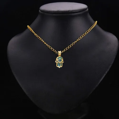 Miniatura 2 de TGDJ Colgante de mano Hamsa de ojo turco de oro amarillo de 14 k, Metal