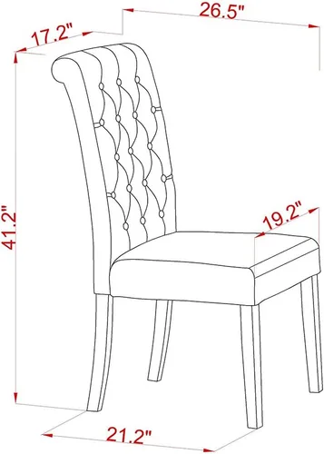 Miniatura 10 de East West Furniture ANBR3-LWH-02 Juego de mesa de comedor de 3 piezas contiene una mesa de comedor redonda con pedestal y 2 sillas tapizadas de tela