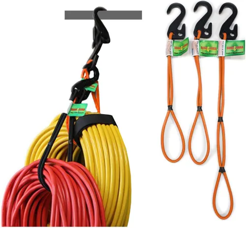 Miniatura 10 de Cordones para enganchar y colgar - Cordones de almacenamiento y organización - para colgar mangueras, cables, escaleras, bicicletas, herramientas