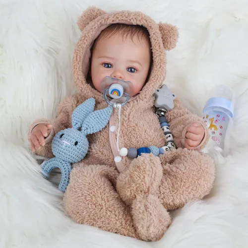 Miniatura 8 de KSBD Muñecas Reborn - Muñeca de bebé realista de 18 pulgadas, muñeca de niño de cuerpo completo estilo vida real con cuerpo de vinilo suave, puede