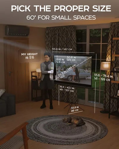 Miniatura 3 de Pantalla de Proyector con Soporte de 60 Pulgadas - Pantalla de Proyección para Interiores y Exteriores para Películas o Presentaciones de Oficina
