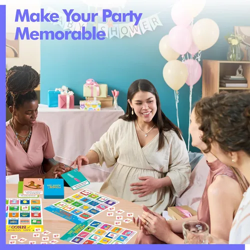 Miniatura 5 de Juego de bingo para baby shower, 50 tarjetas de bingo bilingües en español e inglés para fiesta de revelación de género, baby shower, recuerdos