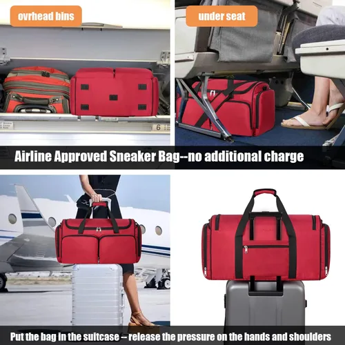 Miniatura 18 de Bolsa de deporte para zapatos de viaje, bolsa de lona para hombres y mujeres, gimnasio, deporte, equipaje, bolsa de transporte, divisor de bolsa