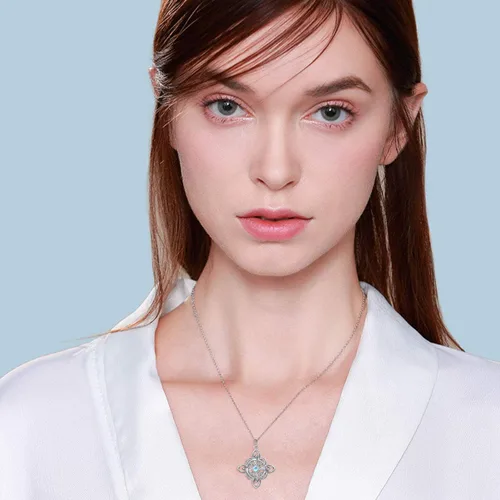 Miniatura 66 de FLYOW Collar con colgante de nudo celta de plata de ley 925 de buena suerte irlandés para mujer, regalo de cumpleaños y graduación