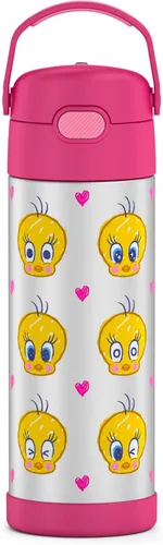 Miniatura 47 de THERMOS FUNTAINER Botella de acero inoxidable con aislamiento al vacío de 16 onzas con tapa ancha de canalón, Rosa Neón