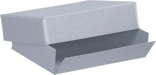 Lineco, Caja de almacenamiento de archivo, organizador de preservación de museos con diseño frontal caído, sin ácidos con borde de metal, conserva