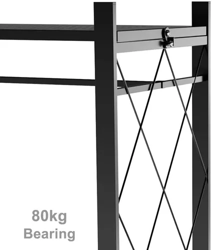Miniatura 2 de Perchero resistente con ruedas, perchero de metal con estante de almacenamiento de 2 niveles, para colgar ropa, 28.0 x 13.0 x 61.4 in (negro)