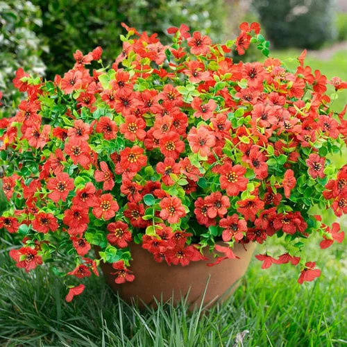 Miniatura 11 de florisso Plantas Artificiales Falsas Flores para Decoración Exterior, 12 Paquetes Margarita de Seda Sintética con Aspecto Real Resistente a UV