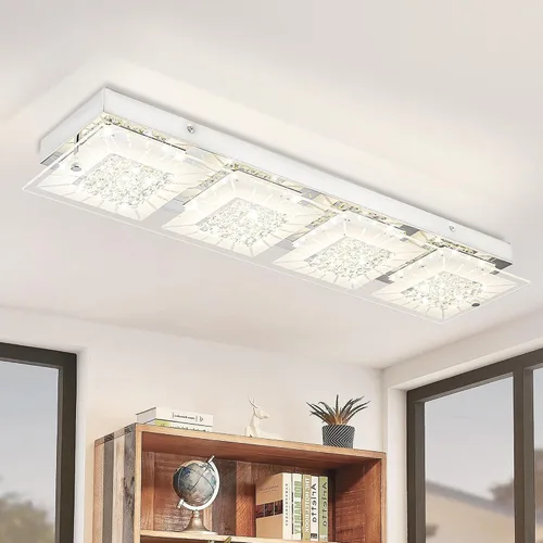 Miniatura 11 de Lámpara de techo de montaje empotrado, luces de techo cromadas de cristal para cocina, lámpara LED de dormitorio de 8.3 pulgadas para baño, pasillo