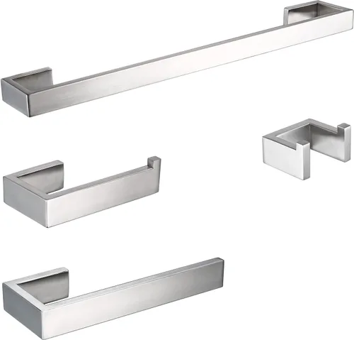 Miniatura 11 de BAGNOLUX Juego de accesorios de baño 4 piezas, juego de toallero de baño SUS304 de acero inoxidable, juego de barra de toallas para montaje en Cromo