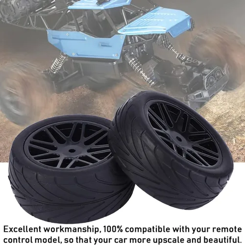 Miniatura 4 de Tbest Ruedas todoterreno, universales a escala 1/10, 3.346 in, neumáticos negros duraderos para aficionados a control remoto, carreras de rally