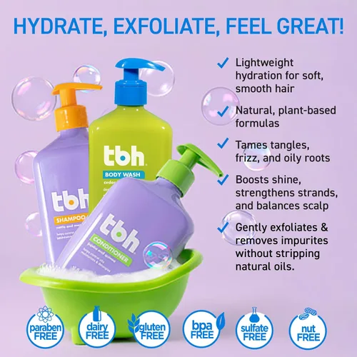 Miniatura 7 de TBH Acondicionador para adolescentes y niños, acondicionador hidratante ligero y desenredante para cabello seco, graso, fino, rizado y todo