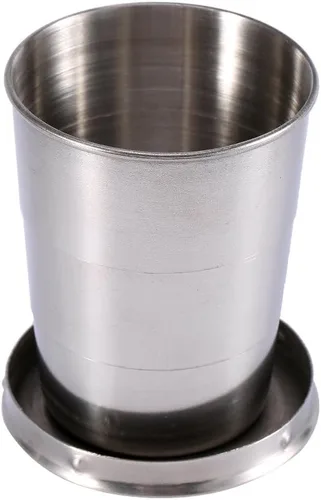 Fdit Taza plegable de viaje, taza plegable de acero inoxidable, diseño de llavero de campamento, taza plegable telescópica retráctil (M)