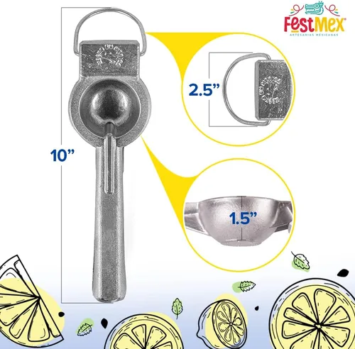 Miniatura 2 de Exprimidor de limones Exprimidor de cítricos de aluminio fundido de alta calidad, exprimidor de jugo de mano, 2.4 pulgadas, grande, hecho en México