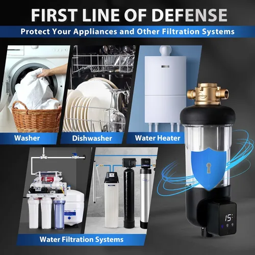 Miniatura 3 de iSpring WSP50J - Filtro de agua de sedimentos giratorio reutilizable para toda la casa, tamaño jumbo mejorado, gran capacidad, filtración