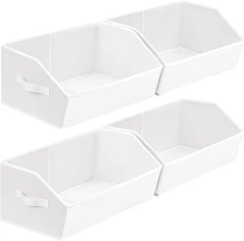 Miniatura 13 de Homsorout Organizador trapezoidal para armario, cestas grandes para organizar, caja de almacenamiento de tela para estantes, cubos de almacenamiento