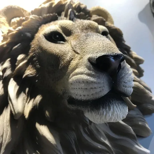 Miniatura 8 de Estatuas de resina para colgar en la pared con cabeza de animal, estatuas de bar, cafetería, escultura, decoración (leopardo negro)