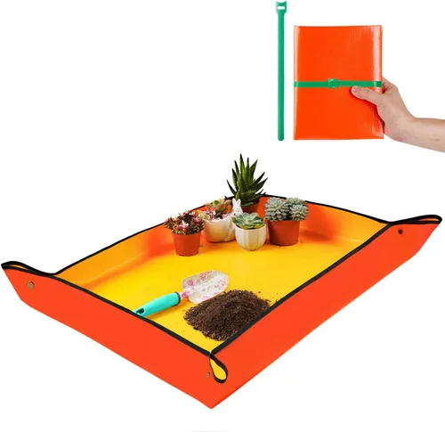 Miniatura 23 de Alfombrilla grande de 39.5" X 31.5" para trasplantar plantas de interior y control de tierra, bandeja portátil para macetas, regalos de plantas