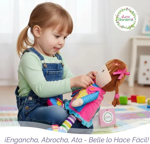 Miniatura 3 de June Garden Dressy Friends Belle de 15.5 pulgadas, muñeca de peluche educativa para niños y niños pequeños de 2 años en adelante, juguete suave