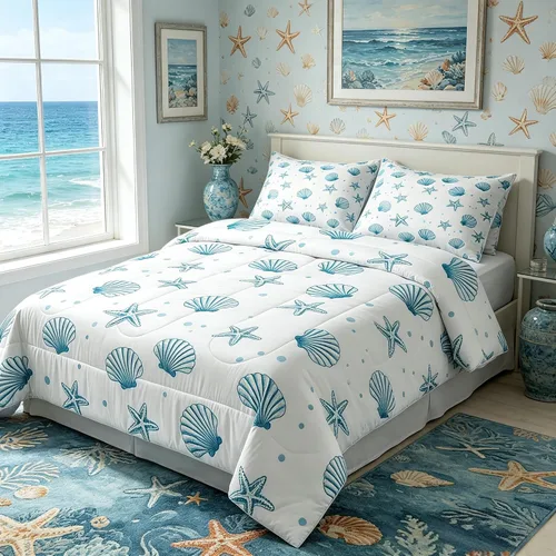 Miniatura 64 de Manfei Go Fishing Juego de edredón tamaño King para niños, juego de ropa de cama con diseño geométrico de peces de bass y rombos, decoración
