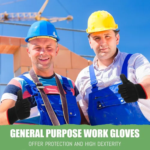 Miniatura 4 de Xtinmee 100 pares de guantes de seguridad de trabajo a granel con revestimiento de poliuretano sin costuras para hombres, mecánicos, carpintería