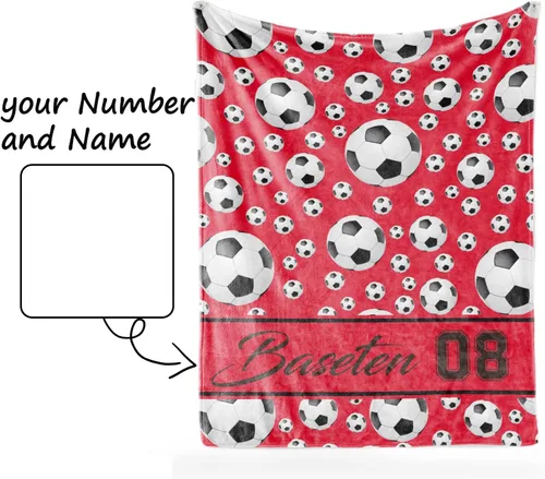 Miniatura 7 de Manta de fútbol personalizada con nombre, mantas personalizadas suaves para deportes de fútbol, mantas de cama verde, regalo personalizado