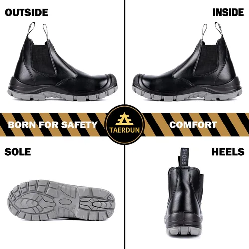 Miniatura 2 de TAERDUN Steel Toe Work Boots for Men Slip-on Chelsea Boot, Men's Industrial & Construction Shoes, Waterproof, Lightweight, Comfortable, Non-slip