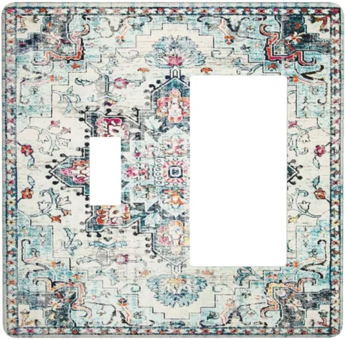 Miniatura 138 de Cubierta de Interruptor de Luz de Estilo Boho Vintage de los 70 Sol Arcoíris Champiñón Floral Rocker Individual 1 Gang Cubierta de Enchufe